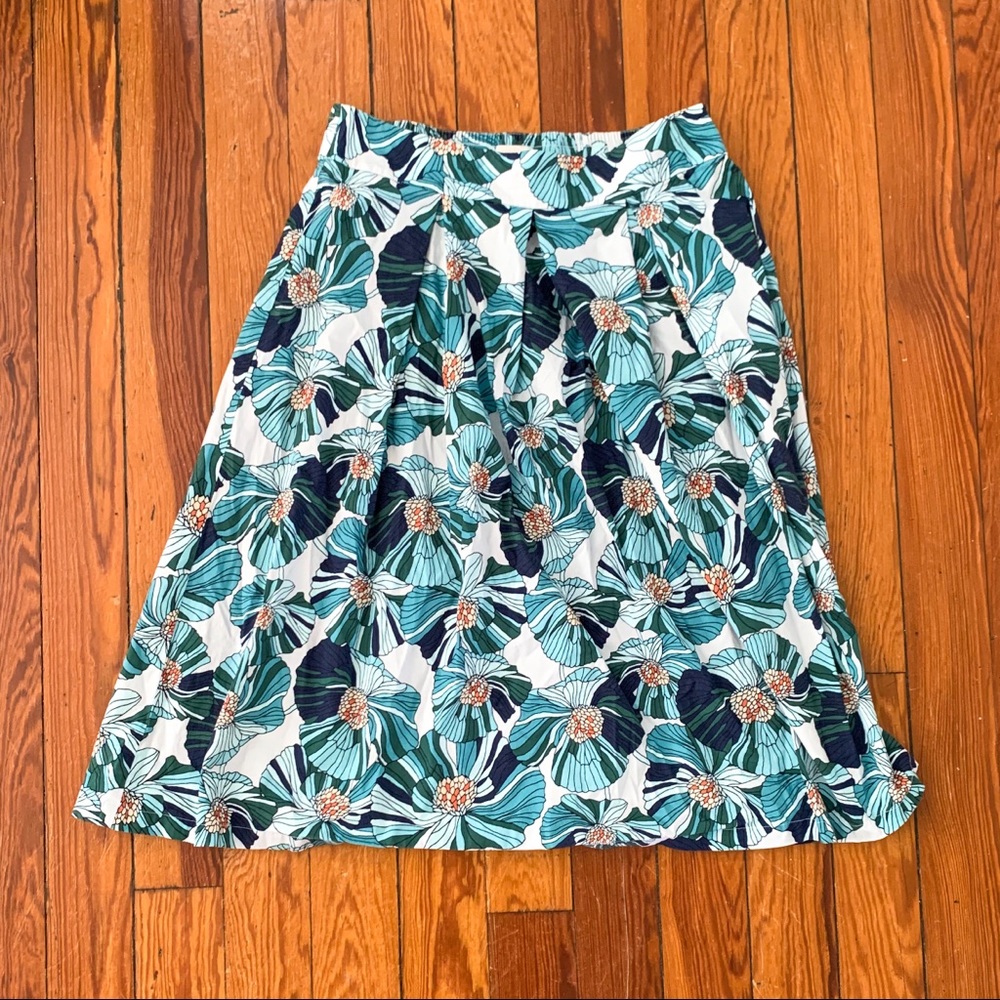 Ann Taylor LOFT blue pleated floral skirt size Sm